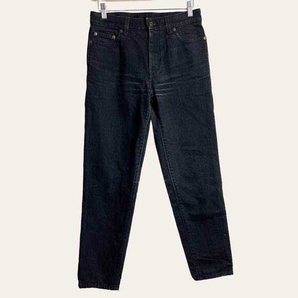 Saint Laurent Black Tapered High Waisted Denim Jeans Size 28 - Picture 1 of 10